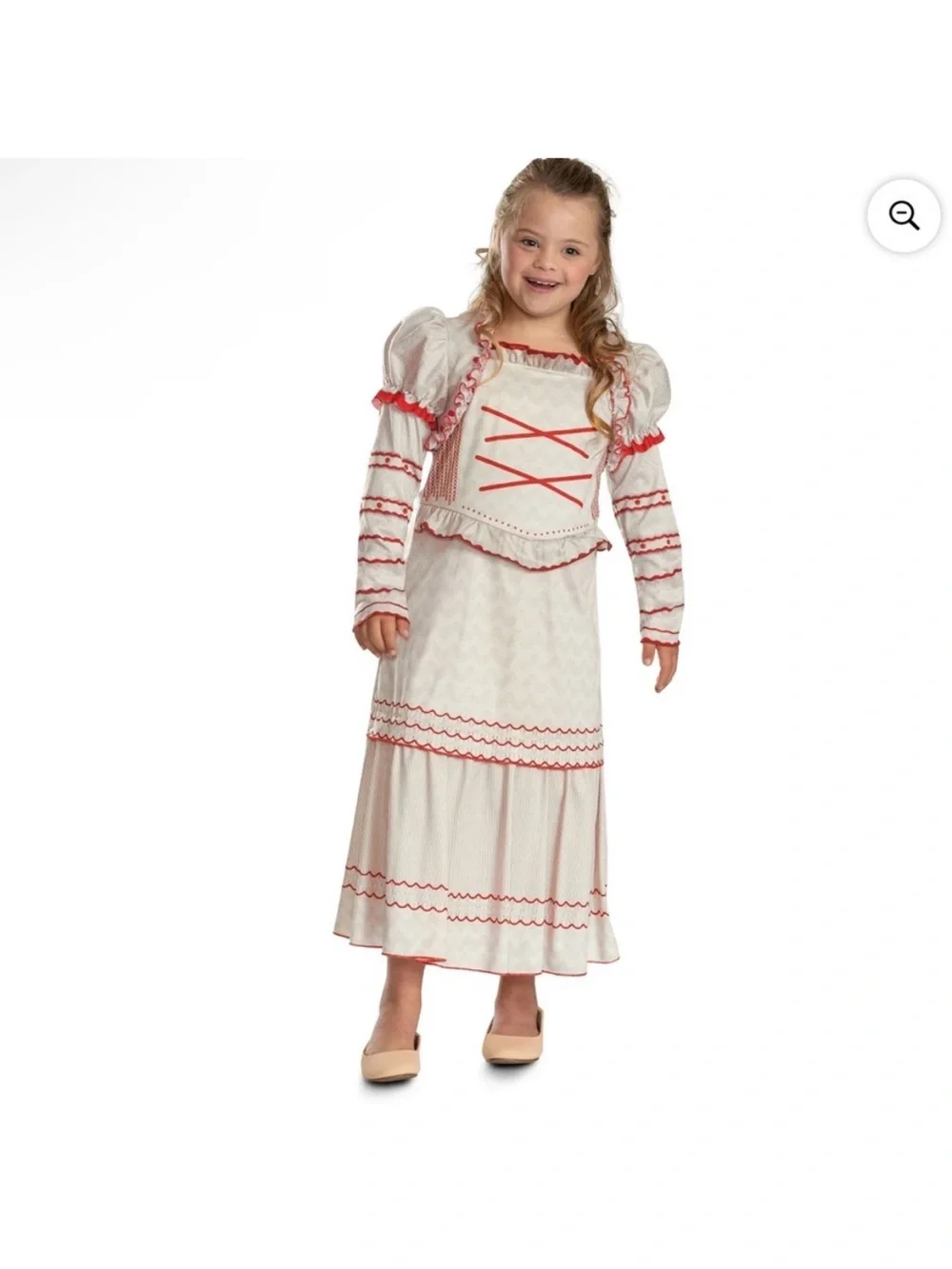 Girls Nessa Rose Wicked Costume Dress - Cream with Red Trim (Size L 10/12)
